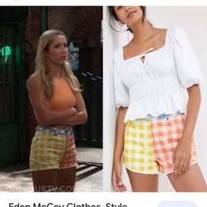 Farm Rio Gingham Colorblock Shorts